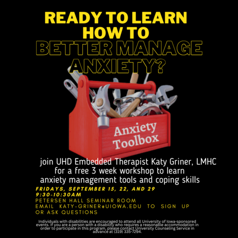 Anxiety Toolbox Workshop (Petersen Hall)